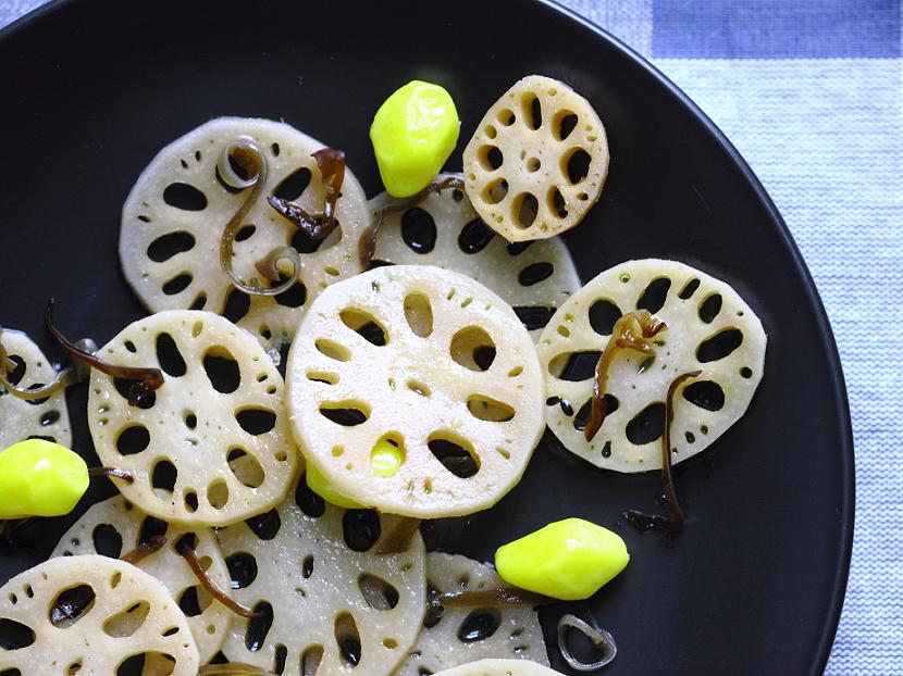 The lotus roots are pickled with white rice vinegar and sugar. Ginkgo nuts and wood ear mushrooms add colors and textures. This cooling, feel-good dish is perfect for the summer.