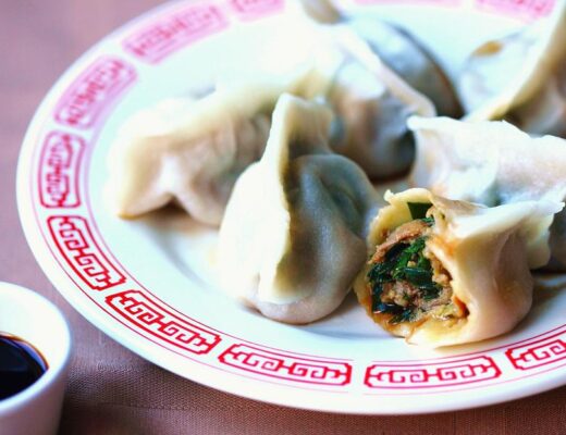 Hand-made dumpling wrappers are far superior than store-bought ones, and the juicy filling of pork and garlic chives makes these parcels irresistable.