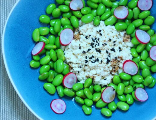 Green soybeans and tofu are great together, and the quick-pickled radishes add layers of texture to this refreshing salad.