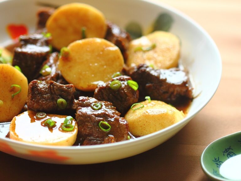 Braised beef and arrowhead with five-spice powder | Soy, Rice, Fire