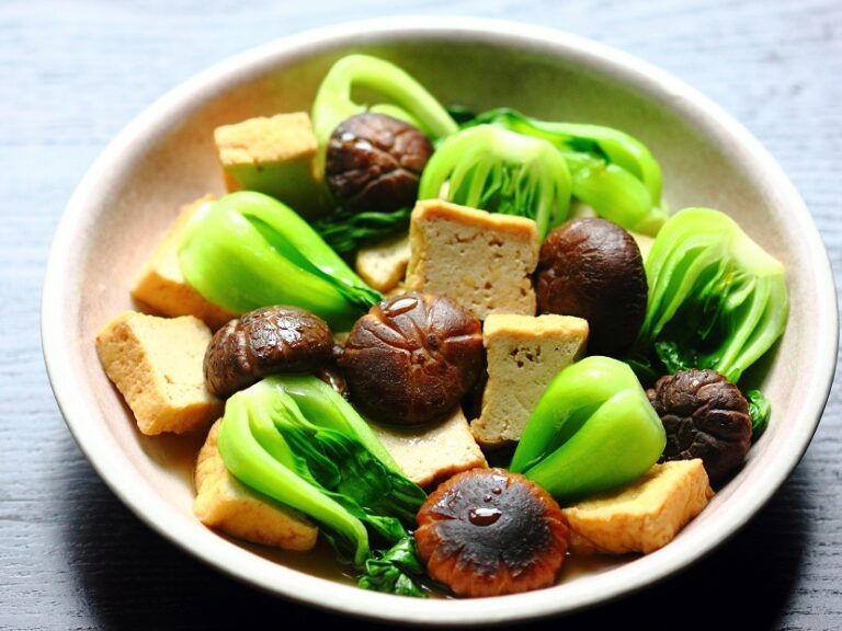 Tofu Stew With Bok Choy And Dried Shiitake Mushrooms Soy Rice Fire