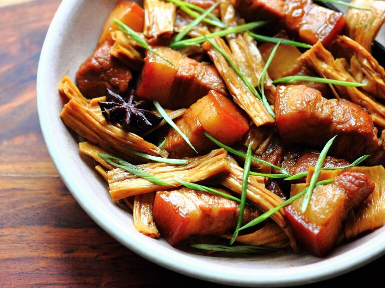 Braised pork belly with tofu sticks | Soy, Rice, Fire