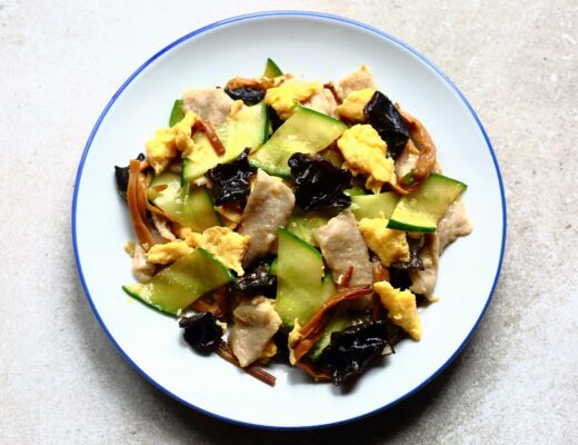 Originated in Shandong province, one of the top culinary centers in China, moo shu pork is called muxi rou (木樨肉) in Mandarin, so named because the scrambled eggs in the dish resemble muxi (木樨)—osmanthus flowers.