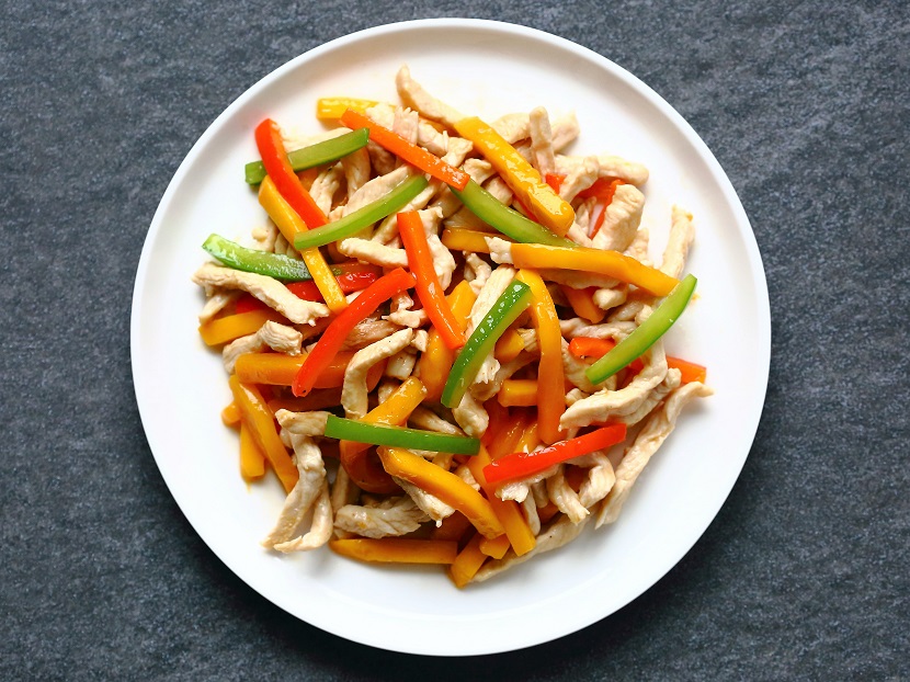 Chicken, mango, and bell pepper make a refreshing salad for warm weather.